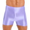 easyforever Mens Shiny Glossy Oily Tight Panties Shorts Trunks Nylon Sheer High Elastic Underwear Purple X-Large view 1