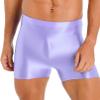 easyforever Mens Shiny Glossy Oily Tight Panties Shorts Trunks Nylon Sheer High Elastic Underwear Purple X-Large view 2