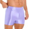 easyforever Mens Shiny Glossy Oily Tight Panties Shorts Trunks Nylon Sheer High Elastic Underwear Purple X-Large view 3
