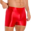 easyforever Mens Shiny Glossy Oily Tight Panties Shorts Trunks Nylon Sheer High Elastic Underwear Red Large view 3