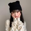Topwon Bear Ear Women Man Winter Ski Mask Knitted Y2K Balaclava Beanie Hat Mask Cap for Cycling Skiing Outdoor Activity Black view 4