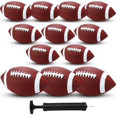 Jerify 12 Pcs Composite Leather Footballs Official Composite Ball Inflatable Football with Pump Indoor Outdoor Football Bulk for Training and Recreational Play(Size 6,Brown White)