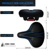 Oversized Bike Seat, Wide Bicycle Seat for Women Men Comfort, Universal Waterproof Bike Saddle Replacement with Safety Reflective Strip for Peloton, Exercise Bikes, Cruiser, City Bikes view 3
