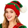 Adult Elf Knitted Hat for Women Men Beanie Christmas Knit Xmas Santa Hat Beanie Jingle Bell Elf Christmas Hat view 1