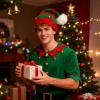 Adult Elf Knitted Hat for Women Men Beanie Christmas Knit Xmas Santa Hat Beanie Jingle Bell Elf Christmas Hat view 3