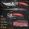 KOMWERO Damascus Pocket Knife for Men Women, Sharp VG10 Core Damascus Steel Knife for Outdoor Camping Survival Hunting - Wood Handle, Ball Bearing, Leather Sheath, Liner Lock view 4