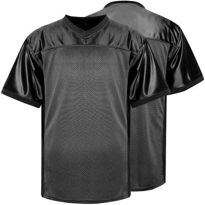 Blank Practice Football Jersey Mesh Athletic Sports Football T-Shirt Black White Red (Black, 3X-Large)