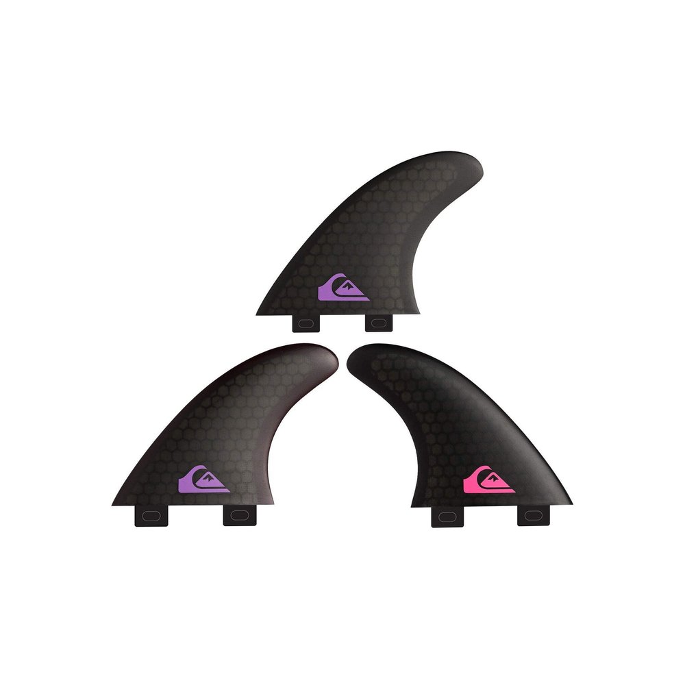 Quiksilver Pro Hex FCS Surfboard Fin Set - Purple/Pink/Black - S
