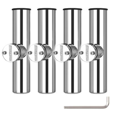 Amarine Made 4pcs Rod Holders, Stainless Steel Fishing Rod Holder with Clamp on for Rails 7/8" to 1", Fishing Rod Holders for Boat