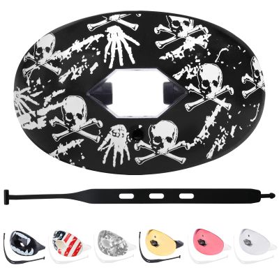 ZAKVOP Football Mouth Guard with Strap, Breathable MouthGuard for Youth and Adults, Teeth and Lip Protector (Skull)