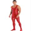 Linjinx Men's Shiny Oil Glossy Body Stocking Footed Dance Tights Night Club Gay Wear Jumpsuits Red X-Large view 1