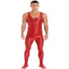 Linjinx Men's Shiny Oil Glossy Body Stocking Footed Dance Tights Night Club Gay Wear Jumpsuits Red X-Large view 2