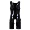 Kaerm Men Metallic Patent Leather Jockstraps Leotard Bodysuit Zipper Wrestling Singlet Catsuit Black 4X-Large view 2