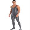 Linjinx Men's Shiny Oil Glossy Body Stocking Footed Dance Tights Night Club Gay Wear Jumpsuits Dark Grey Medium view 1