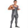 Linjinx Men's Shiny Oil Glossy Body Stocking Footed Dance Tights Night Club Gay Wear Jumpsuits Dark Grey Medium view 3