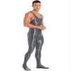 Linjinx Men's Shiny Oil Glossy Body Stocking Footed Dance Tights Night Club Gay Wear Jumpsuits Dark Grey Medium view 4