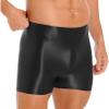 easyforever Mens Shiny Glossy Oily Tight Panties Shorts Trunks Nylon Sheer High Elastic Underwear Black Large view 3