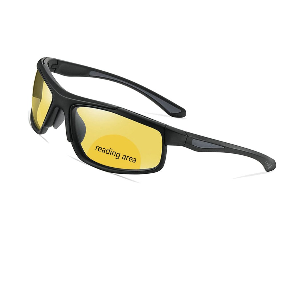 COTIA Bifocal Reading Sunglasses for Men Outdoor Sports Riding Night Vision Reader Presbyopic Sun Glasses (black, 4, multiplier_x)