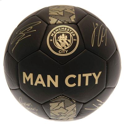 Manchester City FC Man City Phantom Signature Ball Black Gold Size 5 Ball, Adults Unisex, Multicolor (Multicolor)