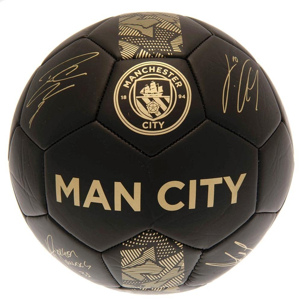 Manchester City FC Man City Phantom Signature Ball Black Gold Size 5 Ball, Adults Unisex, Multicolor (Multicolor)