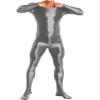 Jugaoge Mens Shiny Oil Round Neck Lingerie Catsuits Footed Stretchy Long Sleeve Bodysuit Swimsuit Dark Grey X-Large view 1