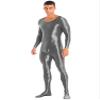 Jugaoge Mens Shiny Oil Round Neck Lingerie Catsuits Footed Stretchy Long Sleeve Bodysuit Swimsuit Dark Grey X-Large view 4