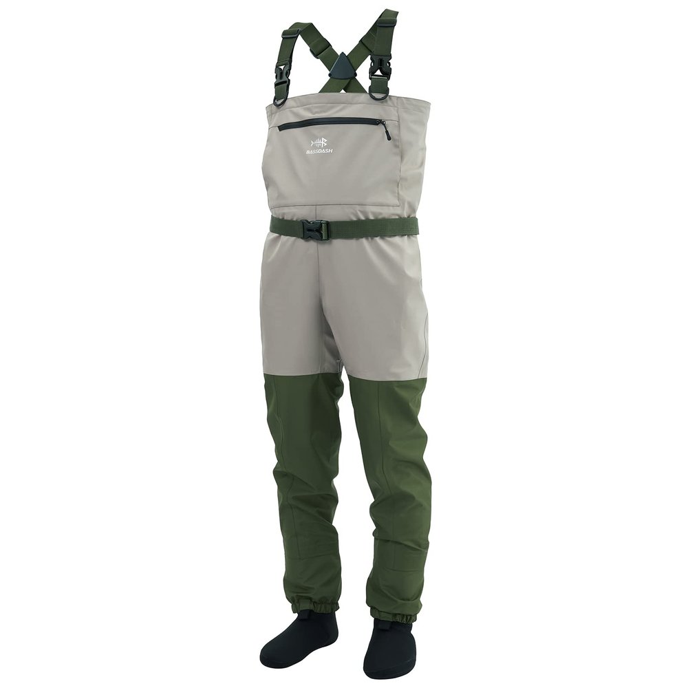 BASSDASH IMMERSE Mens Breathable Fly Fishing Waders Stocking Foot Waterproof Lightweight Chest Wader