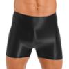 FreebilyMen's Shiny Oily Glossy Sheer Boxer Briefs Trunks Shorts High Elastic Panties Underwear Black X-Large view 1