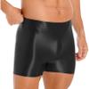 FreebilyMen's Shiny Oily Glossy Sheer Boxer Briefs Trunks Shorts High Elastic Panties Underwear Black X-Large view 3