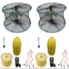 2-Pack of KUFA Sports Foldable Prawn Trap (Stretched Mesh Size:1-1/8") with 400' Rope, Yellow Float, Bait Bag & Harness Combo (PRN58+PHPH1) x2 view 1