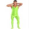 Linjinx Men's Shiny Oil Glossy Body Stocking Footed Dance Tights Night Club Gay Wear Jumpsuits Fluorescent Green X-Large view 4