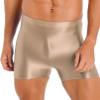 easyforever Mens Shiny Glossy Oily Tight Panties Shorts Trunks Nylon Sheer High Elastic Underwear Coffee X-Large view 2
