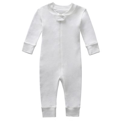 Owlivia Organic Cotton Baby Boy Girl Zip up Sleep N Play, Footless, Long Sleeve(0-3 Months, Ivory White)