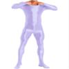 Oyolan Men's Glossy Stretch Shiny Tights Sports Fitness Bodysuit Pantyhose Full Jumpsuits Nightwear Light Purple X-Large view 4