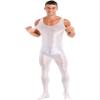 Oyolan Men's Glossy Stretch Shiny Tights Sports Fitness Bodysuit Pantyhose Full Jumpsuits Nightwear Sleeveless White Medium view 2