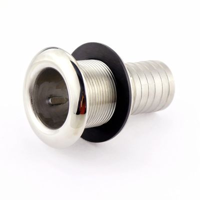 316 Stainless Steel Boat Thru Hull Fitting Hose Barb with NutMarine Hardware Accessories for Marine Boats Drain Pipe Yacht (Type: Half Thread Longer,Horse ID Size:1 1/2")