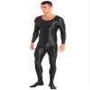 Oyolan Men's Glossy Stretch Shiny Tights Sports Fitness Bodysuit Pantyhose Full Jumpsuits Nightwear Black X-Large view 3