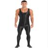 Oyolan Men's Glossy Stretch Shiny Tights Sports Fitness Bodysuit Pantyhose Full Jumpsuits Nightwear Sleeveless Black X-Large view 1