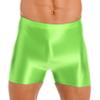 FreebilyMen's Shiny Oily Glossy Sheer Boxer Briefs Trunks Shorts High Elastic Panties Underwear FluorescentGreen X-Large view 1