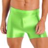 FreebilyMen's Shiny Oily Glossy Sheer Boxer Briefs Trunks Shorts High Elastic Panties Underwear FluorescentGreen X-Large view 2