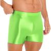 FreebilyMen's Shiny Oily Glossy Sheer Boxer Briefs Trunks Shorts High Elastic Panties Underwear FluorescentGreen X-Large view 3