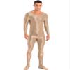 Oyolan Men's Glossy Stretch Shiny Tights Sports Fitness Bodysuit Pantyhose Full Jumpsuits Nightwear Coffee X-Large view 1