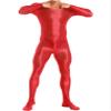 Oyolan Men's Glossy Stretch Shiny Tights Sports Fitness Bodysuit Pantyhose Full Jumpsuits Nightwear Red X-Large view 4