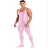 Linjinx Men's Shiny Oil Glossy Body Stocking Footed Dance Tights Night Club Gay Wear Jumpsuits Pink X-Large view 1