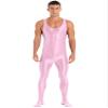 Linjinx Men's Shiny Oil Glossy Body Stocking Footed Dance Tights Night Club Gay Wear Jumpsuits Pink X-Large view 2