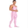 Linjinx Men's Shiny Oil Glossy Body Stocking Footed Dance Tights Night Club Gay Wear Jumpsuits Pink X-Large view 4