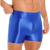 easyforever Mens Shiny Glossy Oily Tight Panties Shorts Trunks Nylon Sheer High Elastic Underwear Blue X-Large view 3