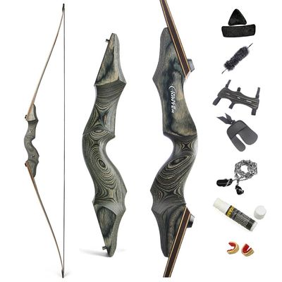 60 Inch Black Hunter Takedown Longbow 20-60lbs Traditional Wood Longbow with Bamboo Core Limbs Right/Left Handed American Hunting Longbow for Outdoor Hunting Shooting (20 Lbs, Black Bow/Right Handed)