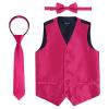 Alizeal Boys 3pcs Classic Solid Bow Tie, Necktie and Suit Vest Set, Rose Red, Size 8 view 1
