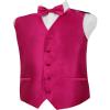 Alizeal Boys 3pcs Classic Solid Bow Tie, Necktie and Suit Vest Set, Rose Red, Size 8 view 2